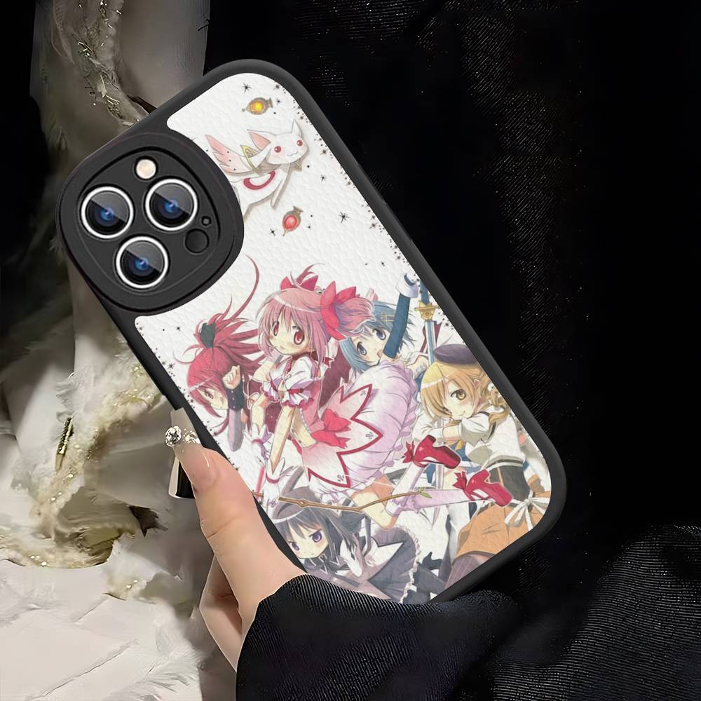 

Cute Anime Puella Magi Madoka Magica Phone Cover For IPhone 16 15 14 13 12 11 Pro Max Plus Leather Soft Case iphone 13pro