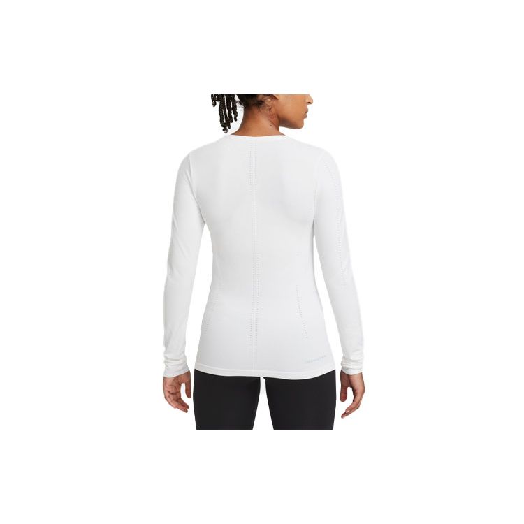 Nike Solid Casual Commuter Sports Round Neck Long Sleeve T-Shirt Women Tops White DD0594-100
