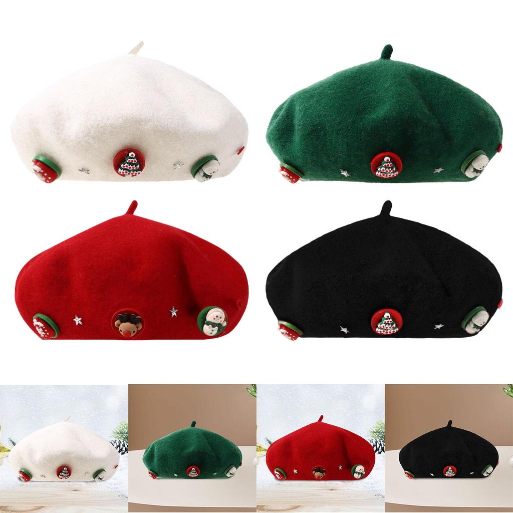 Christmas Beret Cap Women Men Beanie Beret for Holiday Birthday Gift Party