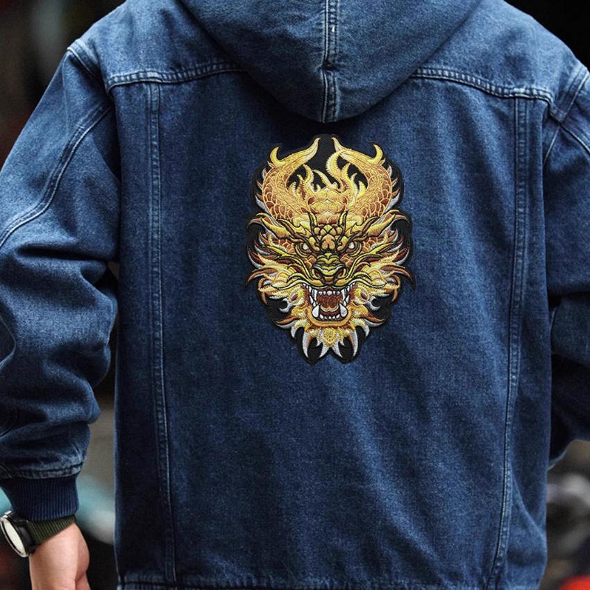 1 szt. Duża głowa smoka Delikatna naszywka z haftem Aplikacja na ubrania DIY Ubrania Naprasowanka Dekoracja Naszywki