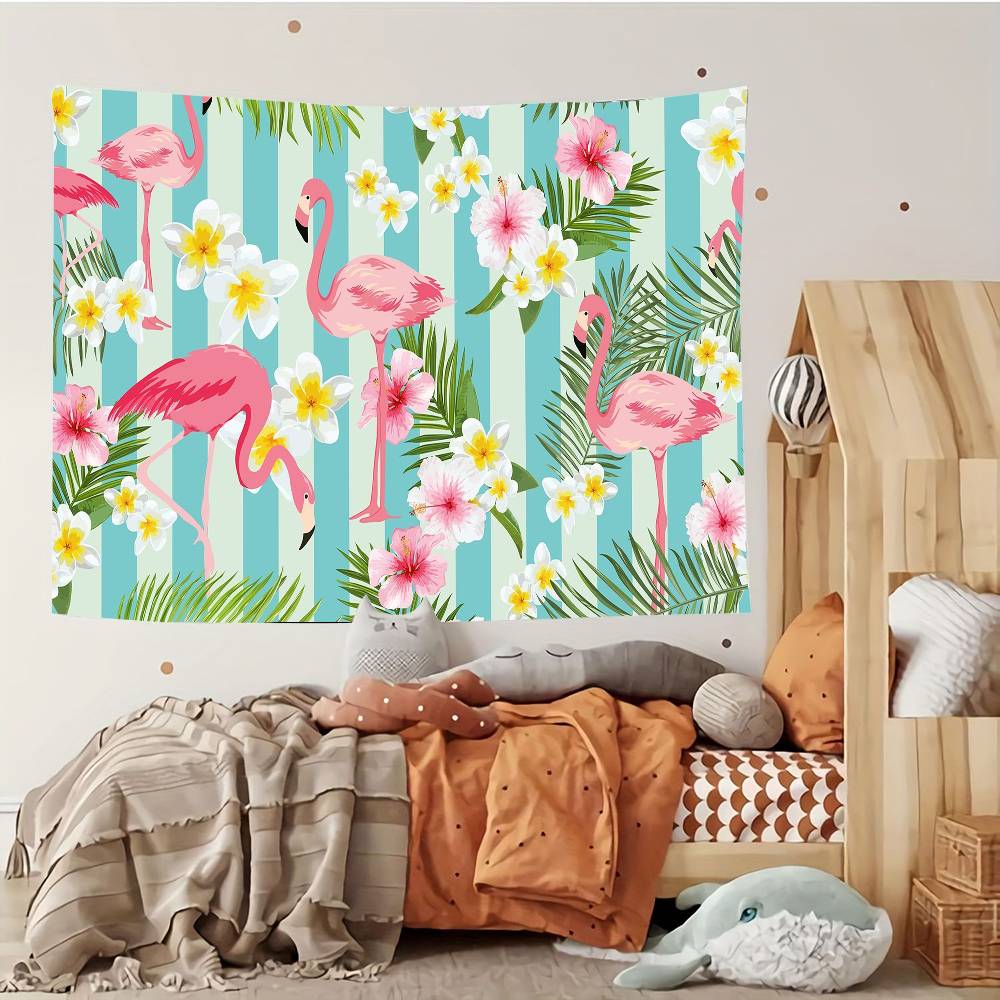 Cartoon Pink Flamingo Bird Tapestry Customizable Tapestries Of Various Styleswall Hanging Celebrity Photo Printingwall Hanging