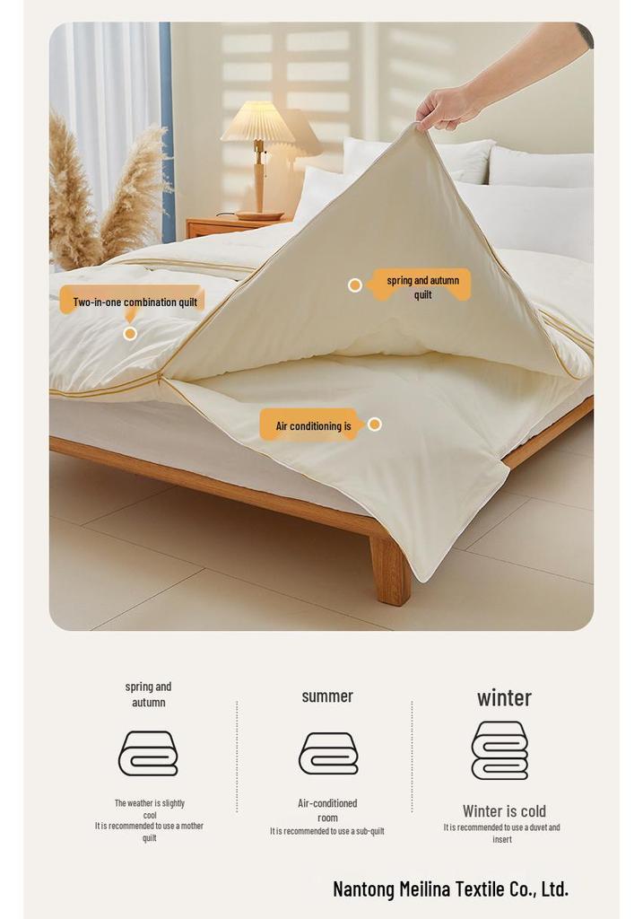 Crystal Home Textiles Silk and Mulberry Quilt: Thick Zippered Spring & Autumn Parent-Child Quilt, Winter Gift Edition.