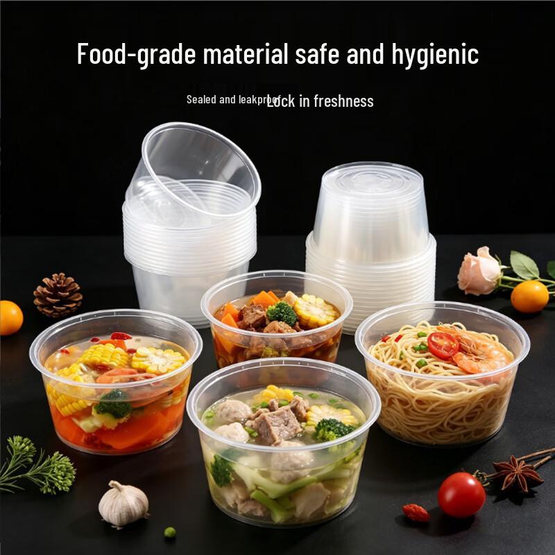 700ml Disposable PP Plastic Round Bowls with Lids (300 Sets)