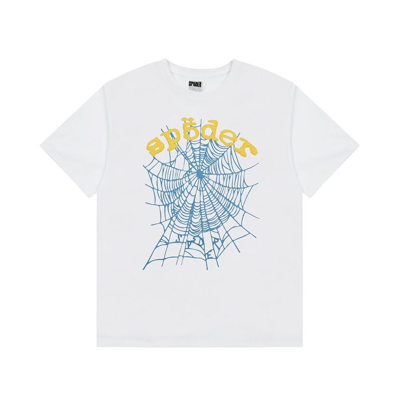 Spider Web Print Loose Fit Unisex Streetwear Short Sleeve T-Shirt Casual Cotton Tee Teens