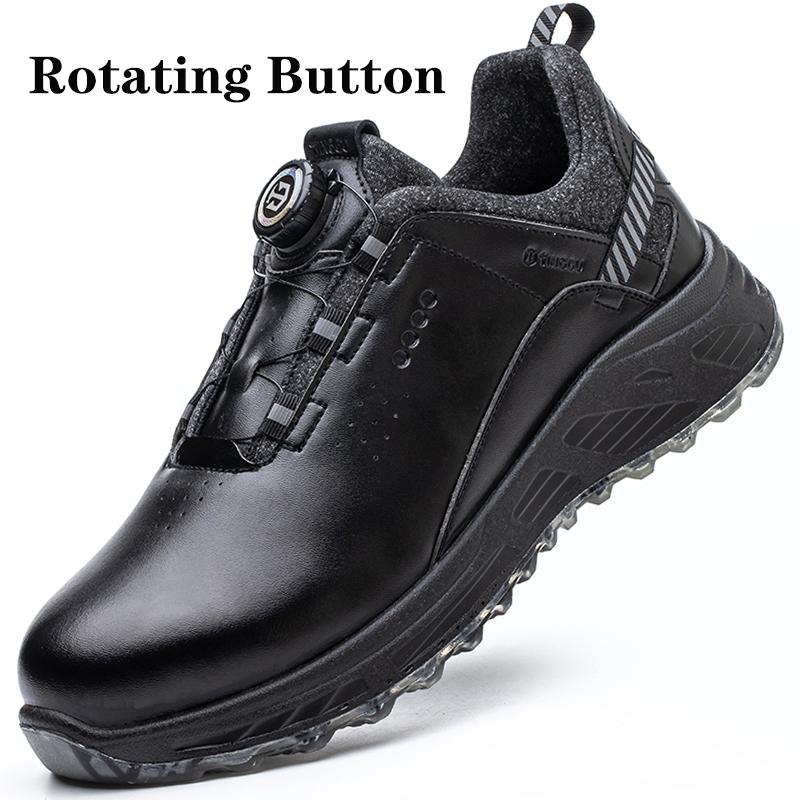Sicherheitsschuhe mit Drehknopf für Herren, wasserdichte Arbeitssicherheitsstiefel, Kunststoff-Zehen-Isolierschuhe, 6KV Anti-Smash-Arbeitsschuhe, Turnschuhe