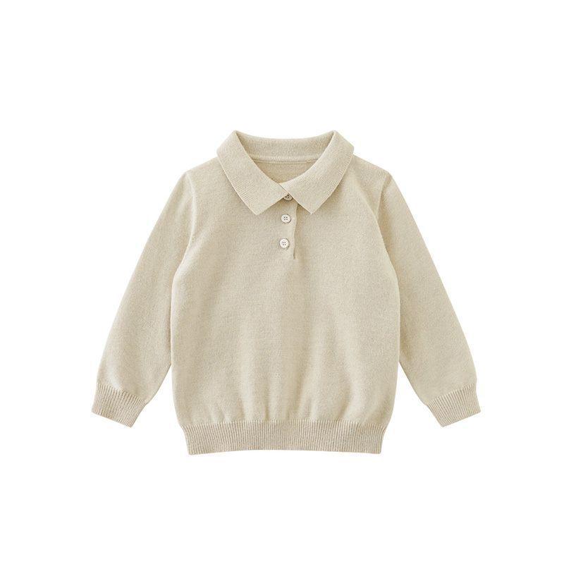 New Boys' Turn-Down Collar Knitted Sweater - Autumn/Winter Style for Small To Medium Children