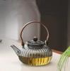 High-Temperature Resistant Pumpkin Glass Tea Set with Striped Design and Tea Infuser