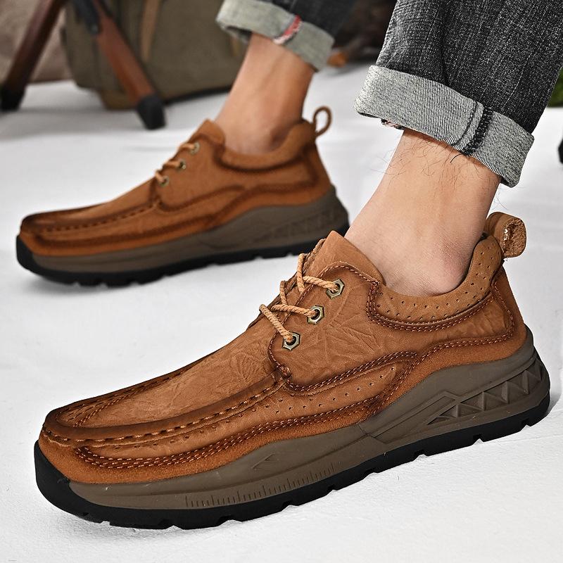 First Layer Cowhide Spring Men's Shoes Leather Soft Bottom Outdoor Leisure Leather Shoes Men's Antiskid Shoe Work Shoes