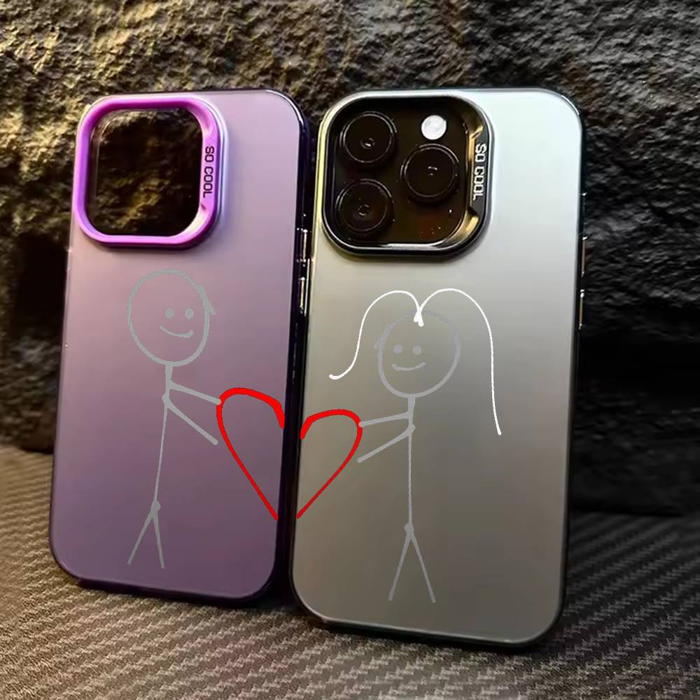 Line C-Couple wallpapers Phone Case Color Silver Shell For IPhone 17 16 15 14 13 12 11 Pro Max Plus