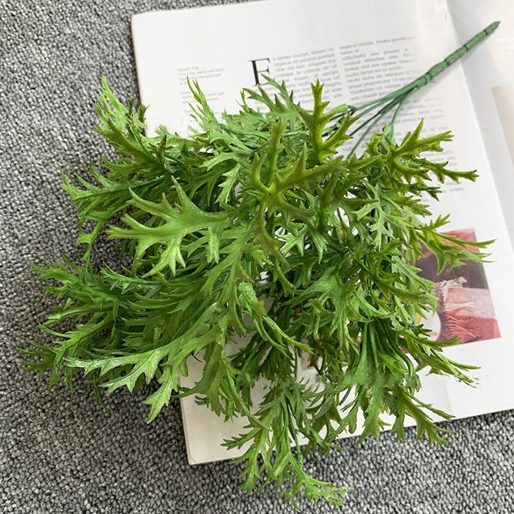 

Handmade Artificial Mugwort Leaf Branches Real Touch Fake Plant Office Desktop Decoration зелений