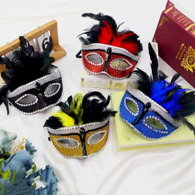 Halloween Phoenix Tail Feather Mask Rhinestones Glitter Half Face Masks Sexy Masquerade Ball Eye-Mask Cosplay Costume Party Deco