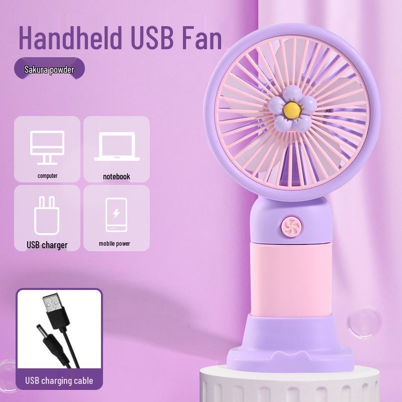 Portable Mini Cartoon Flower USB Desk Fan - Student Gift