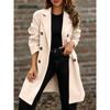 Womens Wool Blend Double-Breasted Notched Collar Long Coat Winter 2026 City Chic Outerwear
