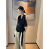 Black V-neck sleeveless lace-up shirt women's summer new meat-covering and thin temperament commuter top