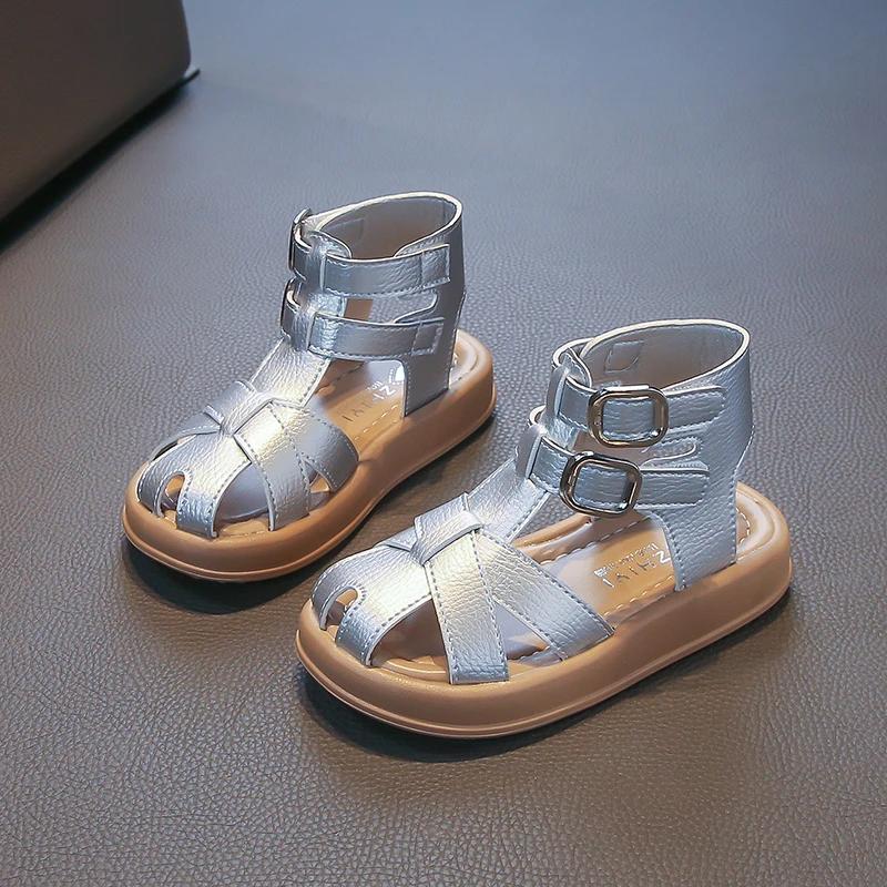 Summer Children Roman Sandals for Girls Fashion Soft Bottom Anti-slippery Versatile Princess Beach Shoes