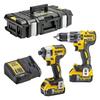 Pack 18V Perceuse Visseuse À Percussion DCD796 + Visseuse À Chocs DCF887 + 2 Batteries 5Ah + Chargeur + Coffret T-STAK - DEWALT - DC