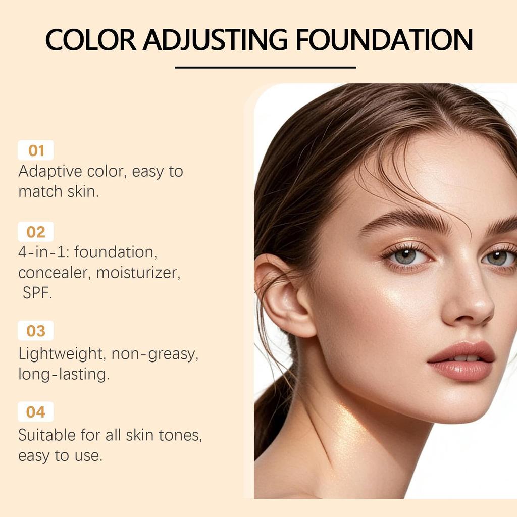 Zephoco Natural Color-Changing Hydrating Foundation: Clear, Long-Lasting, Adherent, Lightweight.
