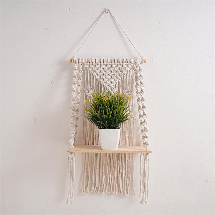 Handwoven Shelf Vintage Wall Organizer Bohemian Floating Shelf Home Decorations