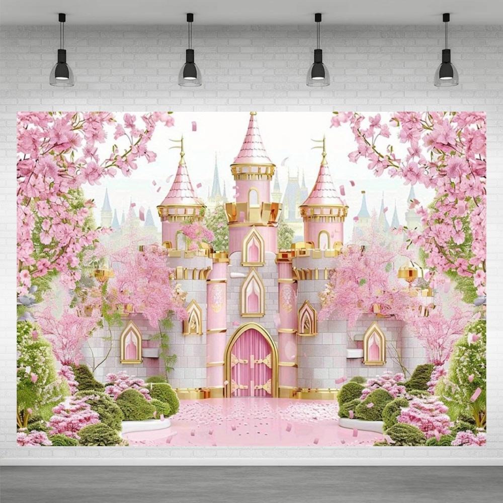 Fond de château de princesse pour décoration de fête, Globe rose, Fond de photographie, Cadeau pour fille, Accessoires de célébration de baby shower