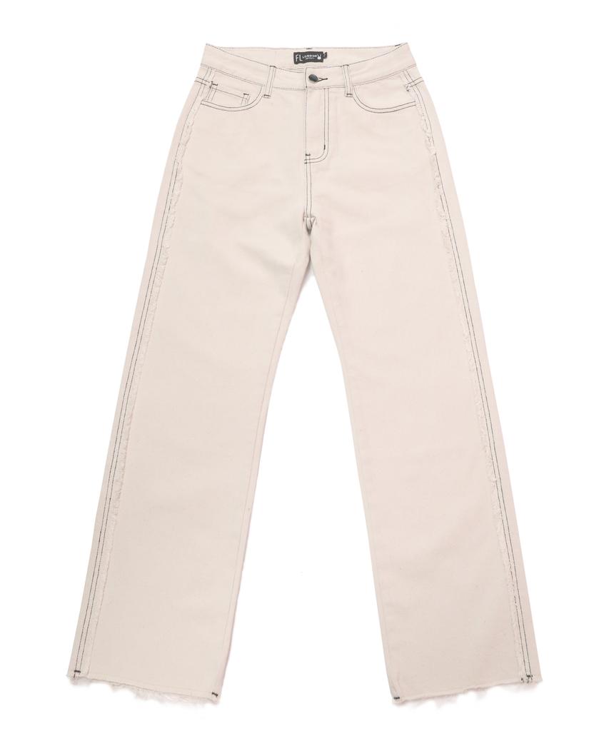 Pipilapin Women'S Cut-And-Sew Side Seam Semi-Wide Denim Pants/Fs0Wdp04F Indigo