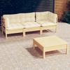 Vidaxl 4-Cz. Set da Giardino, Cuscini Crema, Pino