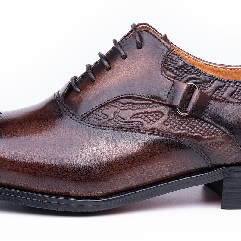 Fashion Men's Dress Shoes Formal Pointed Toe Oxfords Genuine Leather Shoe for Men New Trendy Fashion Office Wedding Part Shoes Wholesale