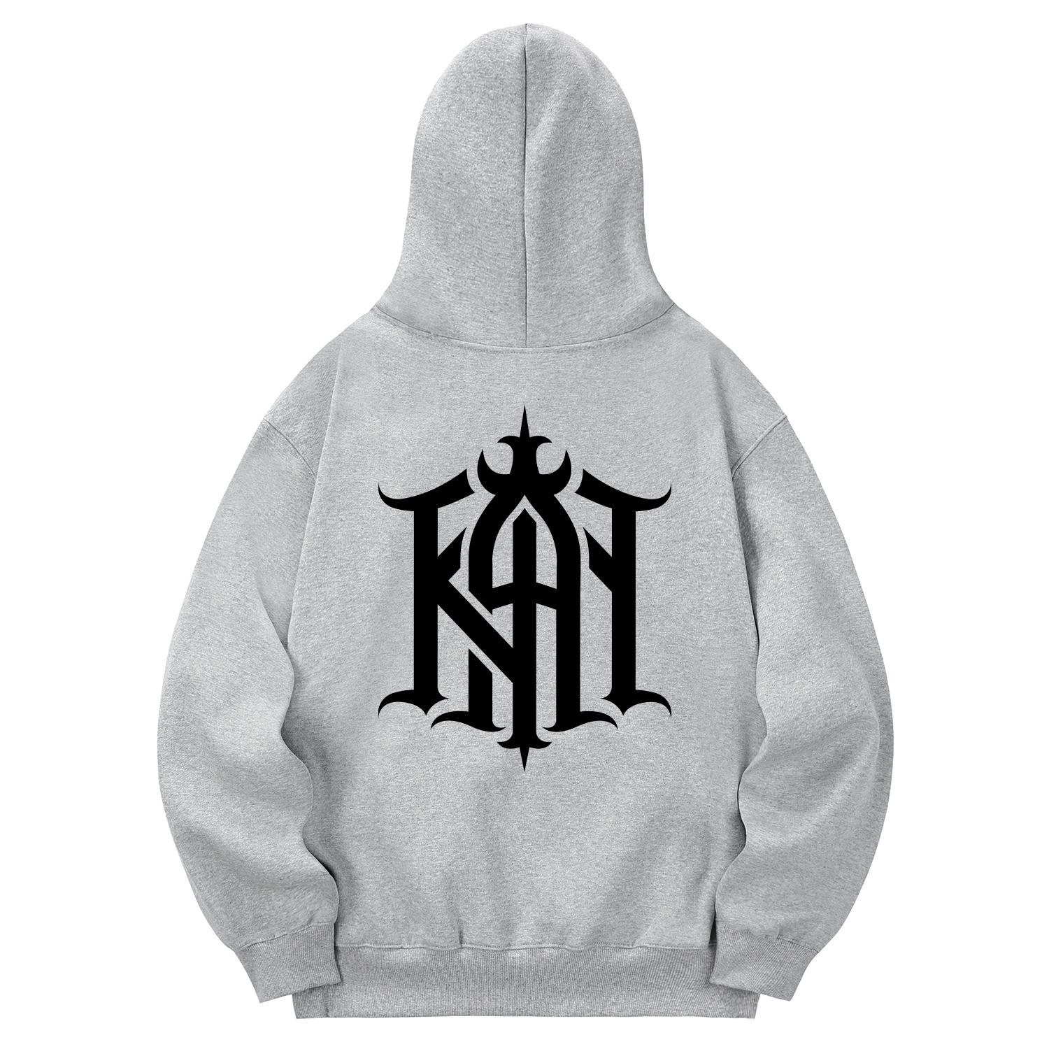 Khan 6312 Khg0003 Khan Symbol Fleece-Lined Hoodie - Gray L