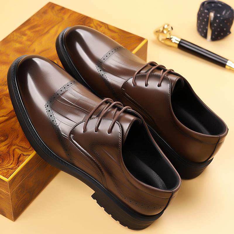 High-quality Leather Comfortable Oxford Shoes Men's Retro Lace Up Business Elegant Minimalist Glossy Office Casual Leather Shoes
