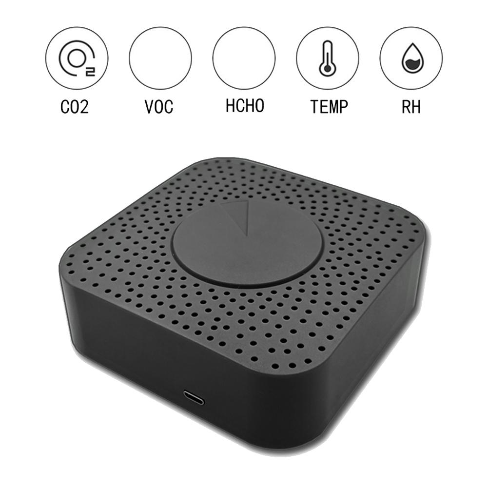 Multifunctional 5 IN 1 Smart WIFI Air Quality Monitor CO2 Meter Carbon Dioxide Detector Voc Formaldehyde Auto Alarm for Home Temperature and Humidity