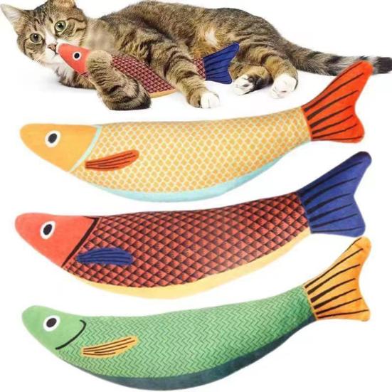 2 Pcs Catnip Fish Cat Toy for Indoor Cats Interactive Kitten Chew Kicker Toy with Crinkle Sound Simulation Fish Shape Stuffed Cat Toy for Bored Relief
