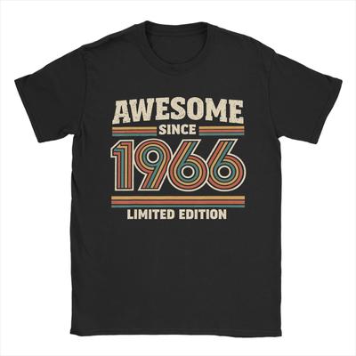 Men's T-Shirt 1966 60 Years Birthday Funny Cotton Tee Shirt Short Sleeve  T Shirt O Neck Tops Plus Size