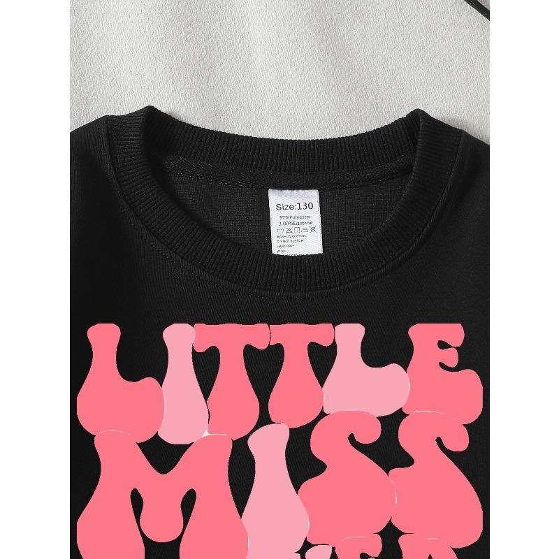 European Sizes Kids' Sweatshirt, Kids' Clothing, Kids' Round Neck Fashion Sweatshirt, Little Miss Flower Kid, Kids' Trendy Printed Sweatshirt