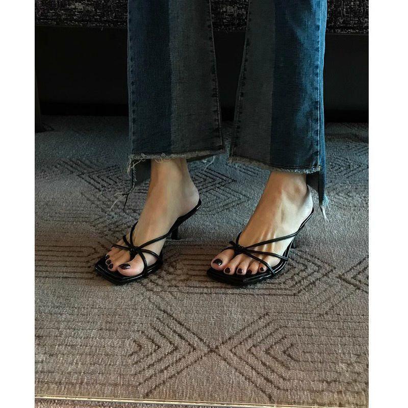 Summer High Heel Slide Sandals With Pu Upper For Elegant Womens Fashion