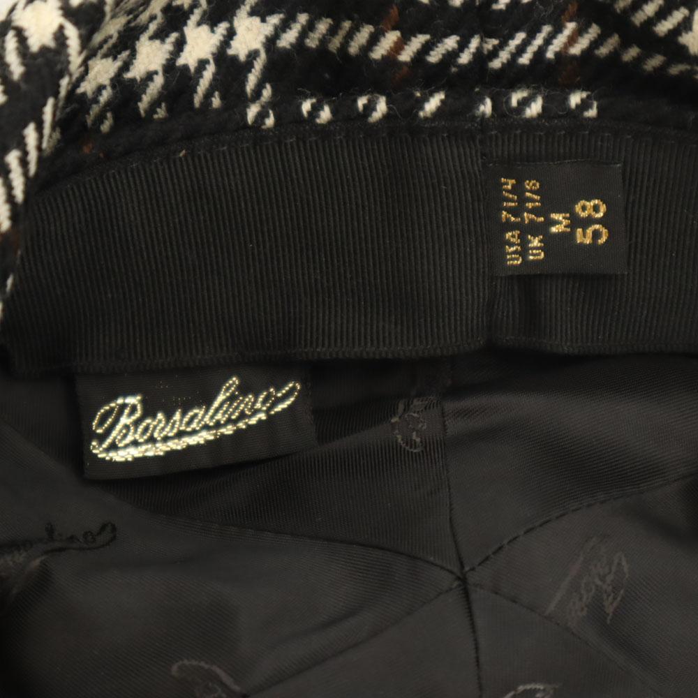 Borsalino Made In Italy Wool Houndstooth Casquette Black Series Women Used