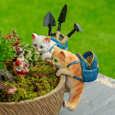 Weather-resistant Cat Statue Multifunctional Elegent Style Resin Micro Landscape Miniature Backpack Party Cat Gifts Garden For Household Decoration
