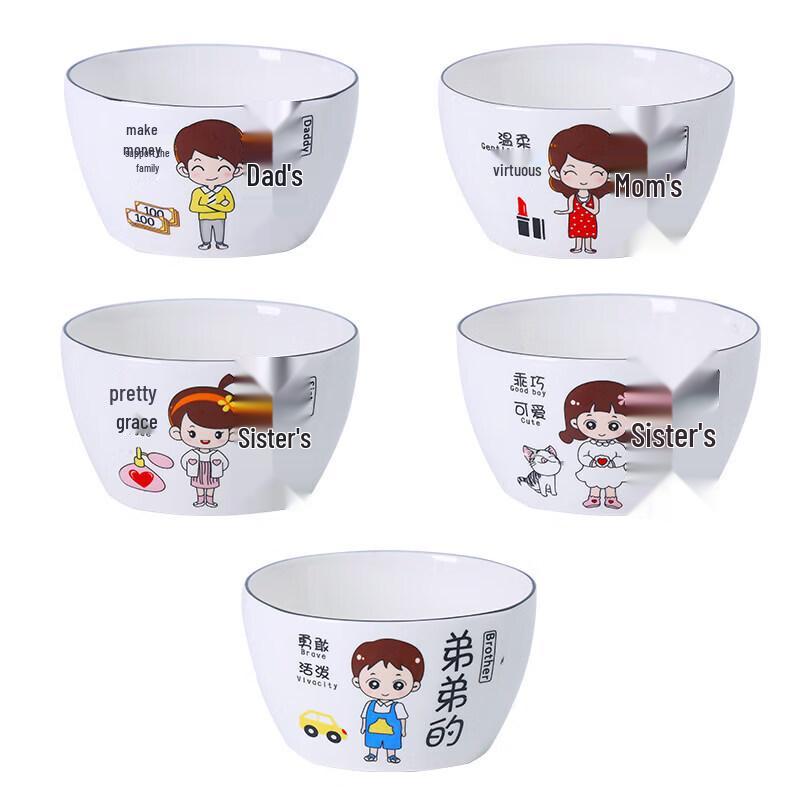 Qiwei Cartoon Family Ceramic Bowl Set