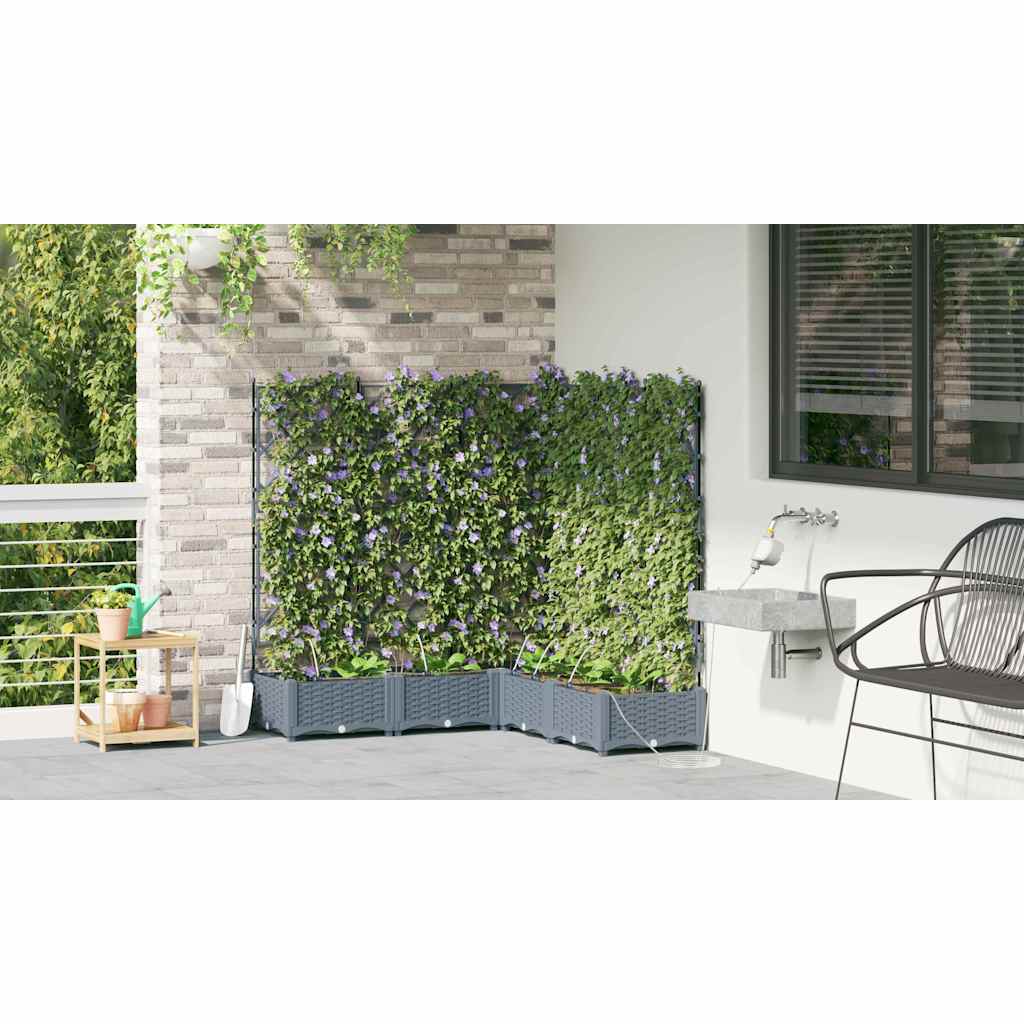 Garden Planter 5 Pcs Light Grey 120 X 120 X 126 Cm Plastic