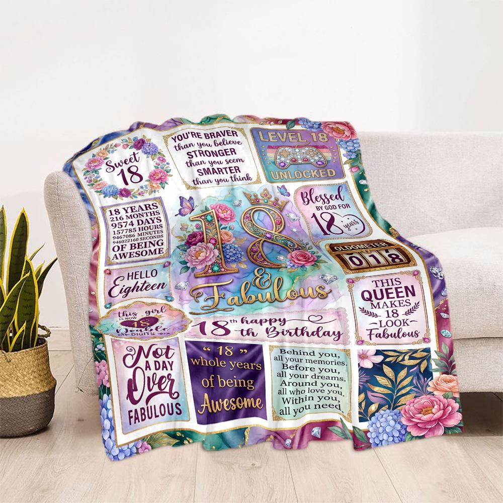 Süße 18. Geburtstags-Flaneldecke - Weich und geeignet für Sofas, Betten, Büros, Reisen, alle Jahreszeiten, tolles Geschenk für Feiertage und Geburtstage.