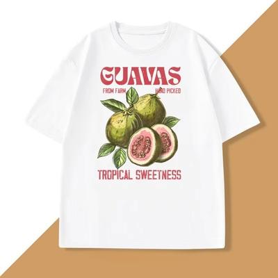 Guavas Retro Graphic TShirt Casual Cotton Short Sleeve Fruit Lover Tee Shirt Cute Unisex Adult Graphic T Shirt Unisex Women Tops