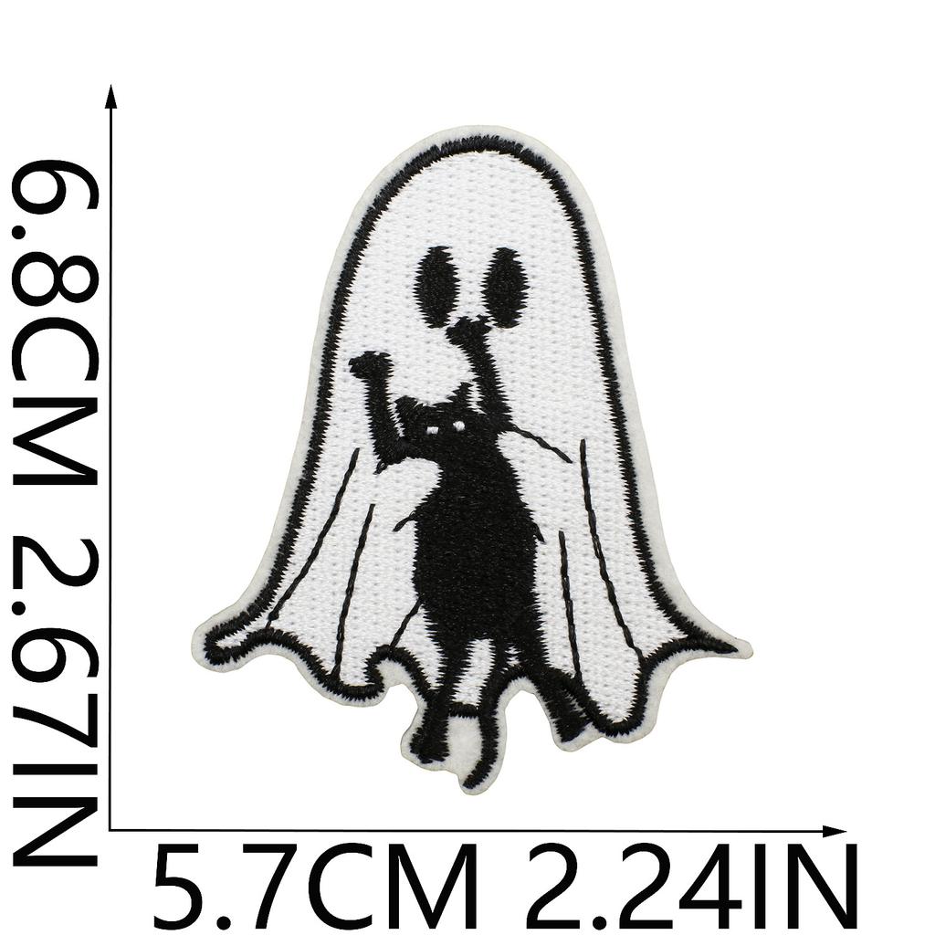 Halloween Cat Ghost Embroidery Cloth Sticker Holiday Decoration Flowers Witch Embroidery Chapter A Piao Bicycle Patch Sticker