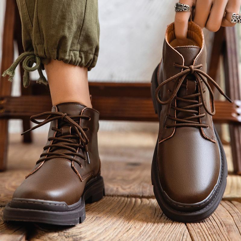 

Модная мужская уличная обувь в стиле кэжуал, осенняя, мужские полуботинки из коровьей кожи, американская рабочая обувь, высокие кожаные ботинки, зимние ботинки 44