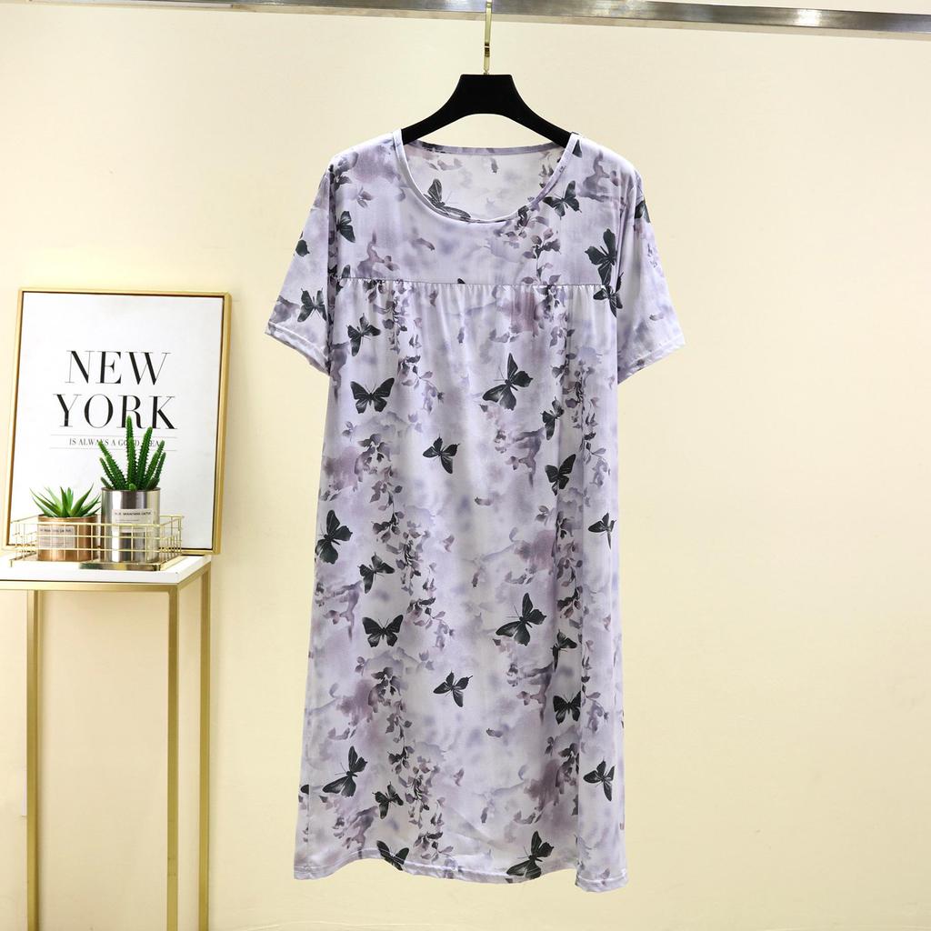 2025 Letní Květinové Řasené Nadměrné Velikosti Volné Dámské Ležérní Šaty s Krátkým Rukávem