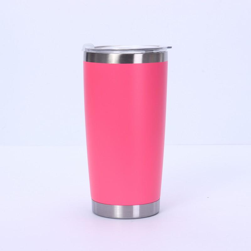20oz Vacuum Insulated Stainless Steel Travel Mug Car Outdoor Use Leakproof Portable Thermos Cup With Plastic Lid