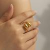 Qiong Yao Adjustable Hollow Water Drop Pinky Ring, PVD Gold Plated, Non-Fading.