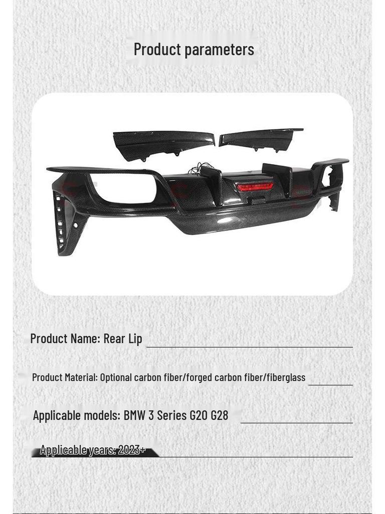 BMW 3 Series G20/G28 Carbon Fiber Rear Diffuser Corner Bumpers with Lights