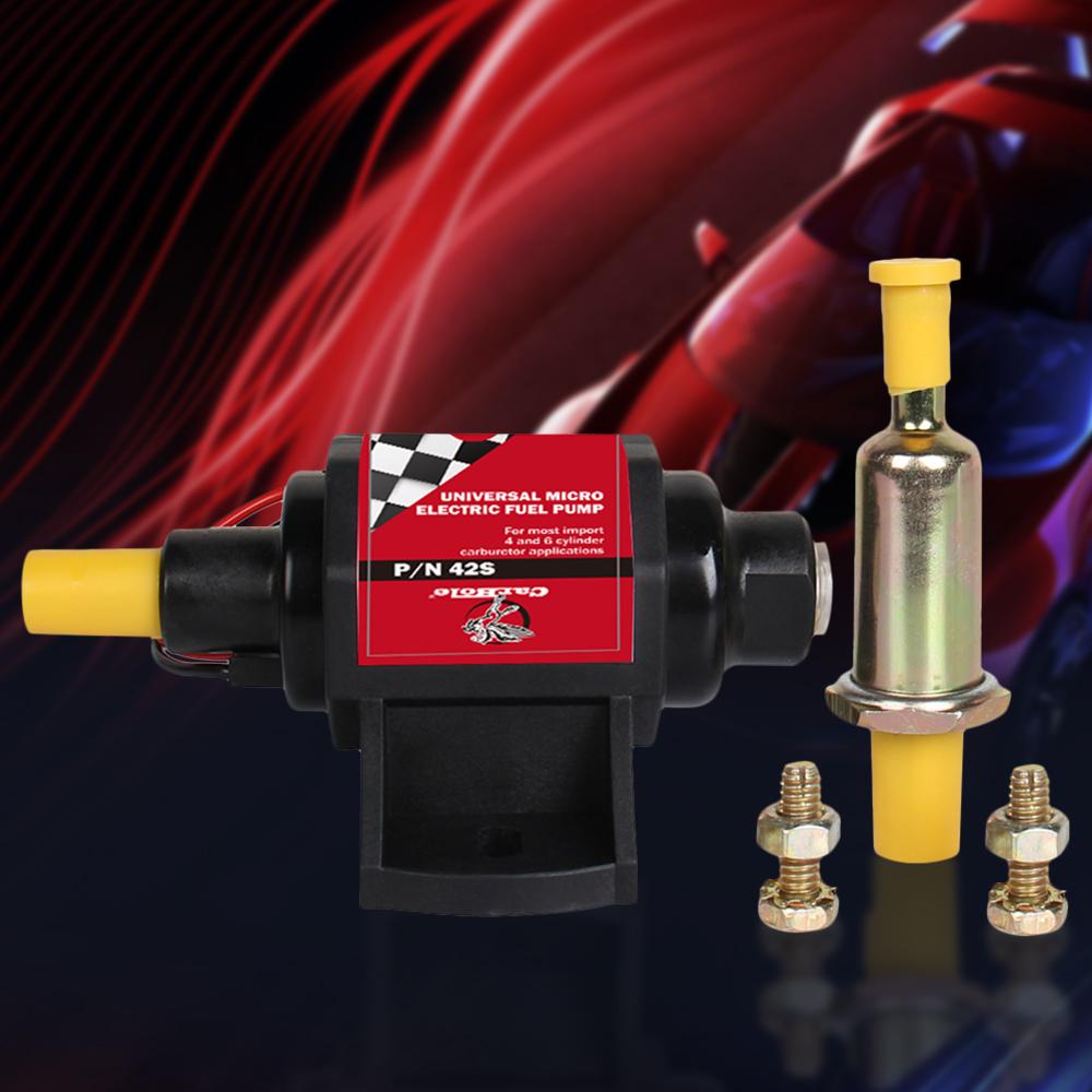 Universal 12V Micro Electric Fuel Pump 2–3.5 PSI Low Pressure 42 GPH Fit For Most 4/6 Cylinder Vehicles
