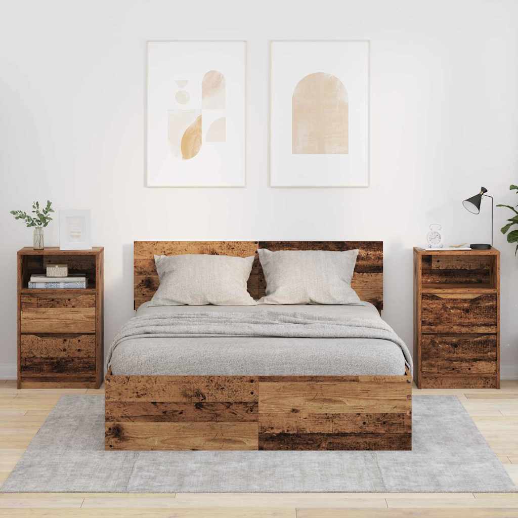Nightstands 2 Pcs Reclaimed Wood Look 40 X 30 X 67 Cm Engineered Wood