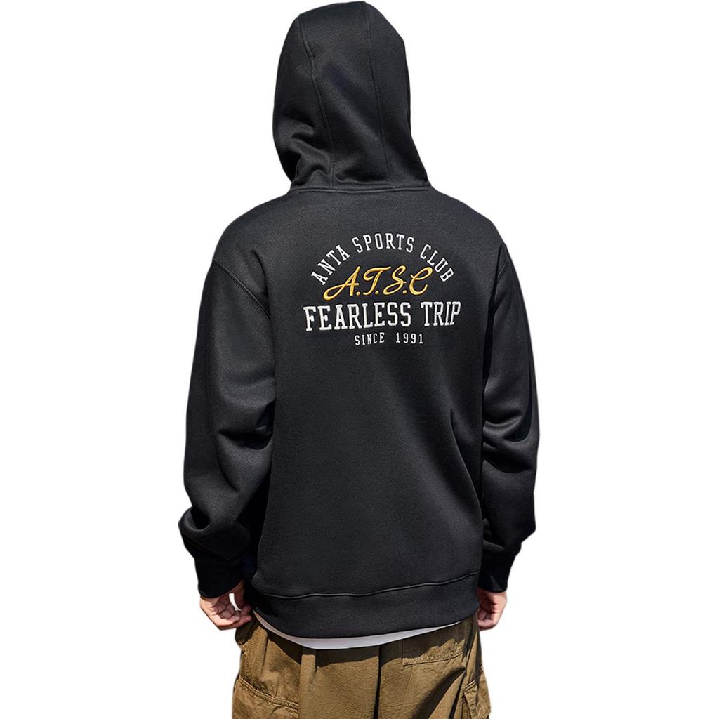 Anta Life Collection Comfortable Casual Minimalist Style Loose Fit Hooded Pullover Fleece Lined Sweatshirt Men's 152448701N-4