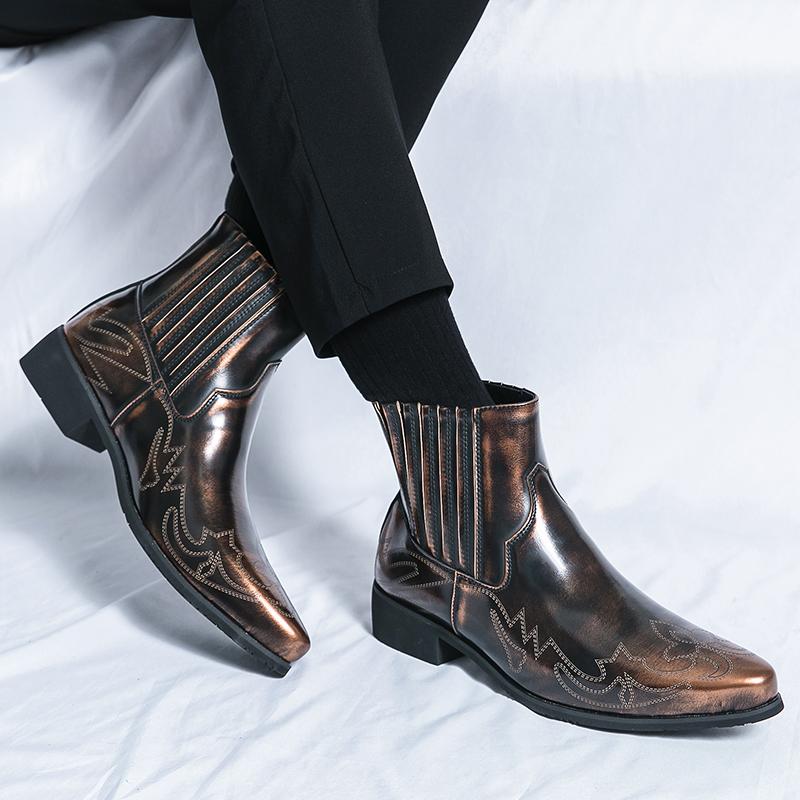 Designer Brand High-end Business Dress Shoes Groom's Wedding Shoes Hot Selling Leather Ankle Boots Men's High Top Shoes Big Size