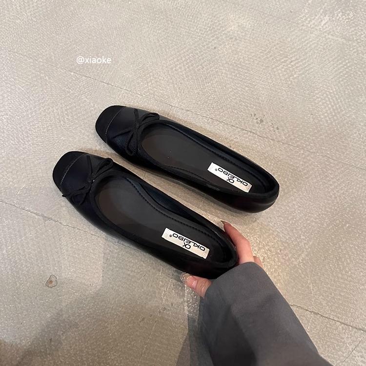 Inner height-increasing ballet shoes 2025 spring and summer new shallow bow single shoes grandma shoes commuter Mary Jane shoes